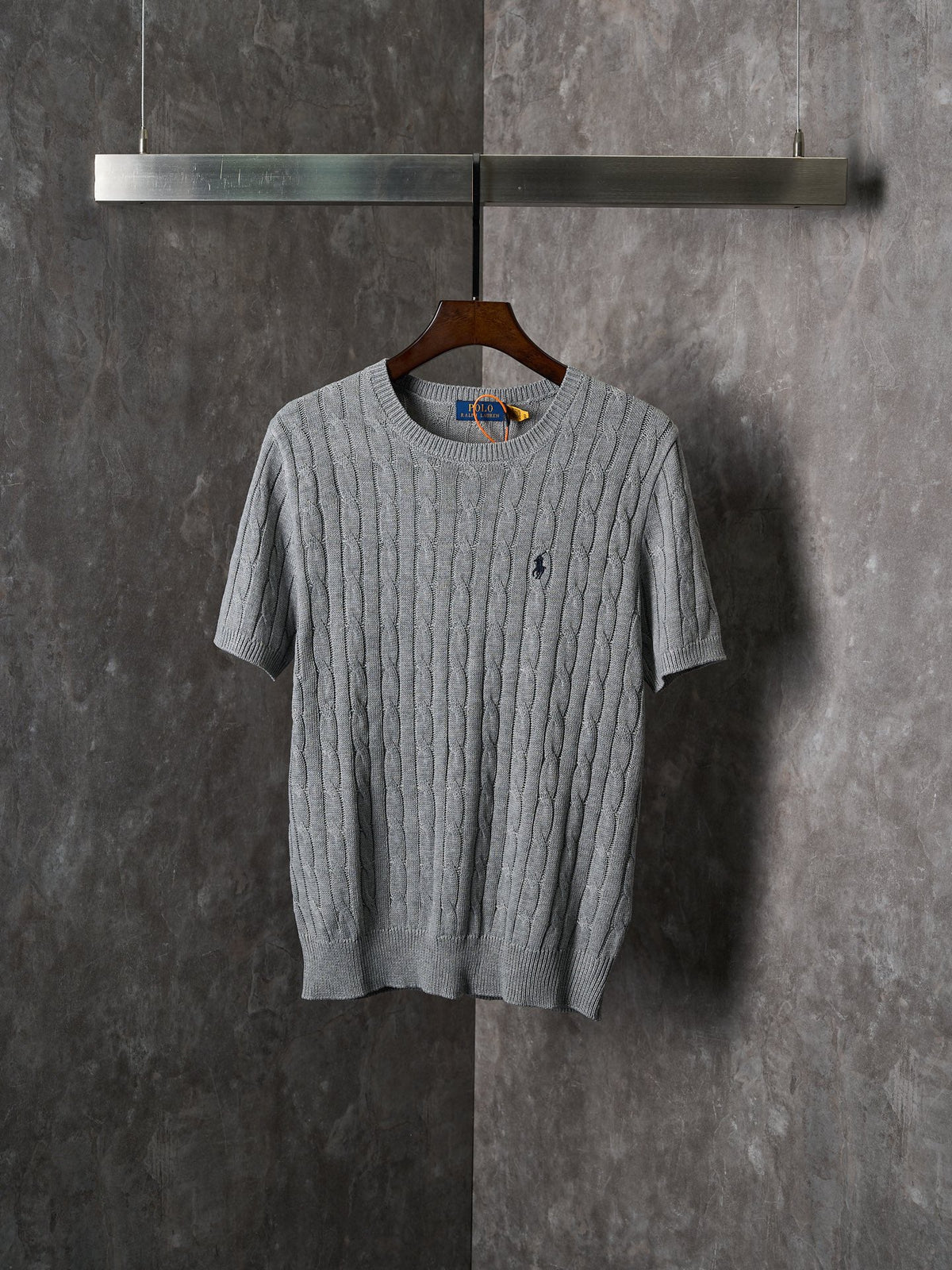 Ralph Lauren Men's Cable‑Knit Crew‑Neck Short‑Sleeve Sweater