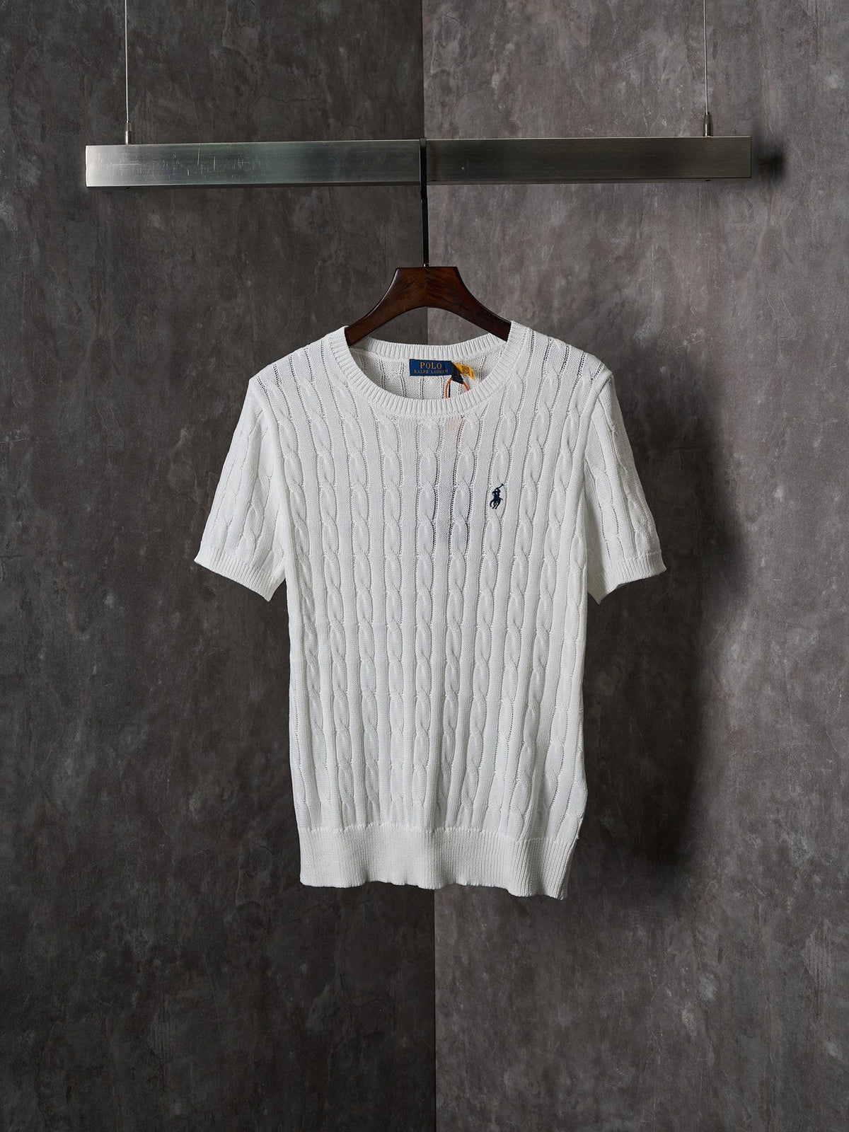 Ralph Lauren Men's Cable‑Knit Crew‑Neck Short‑Sleeve Sweater