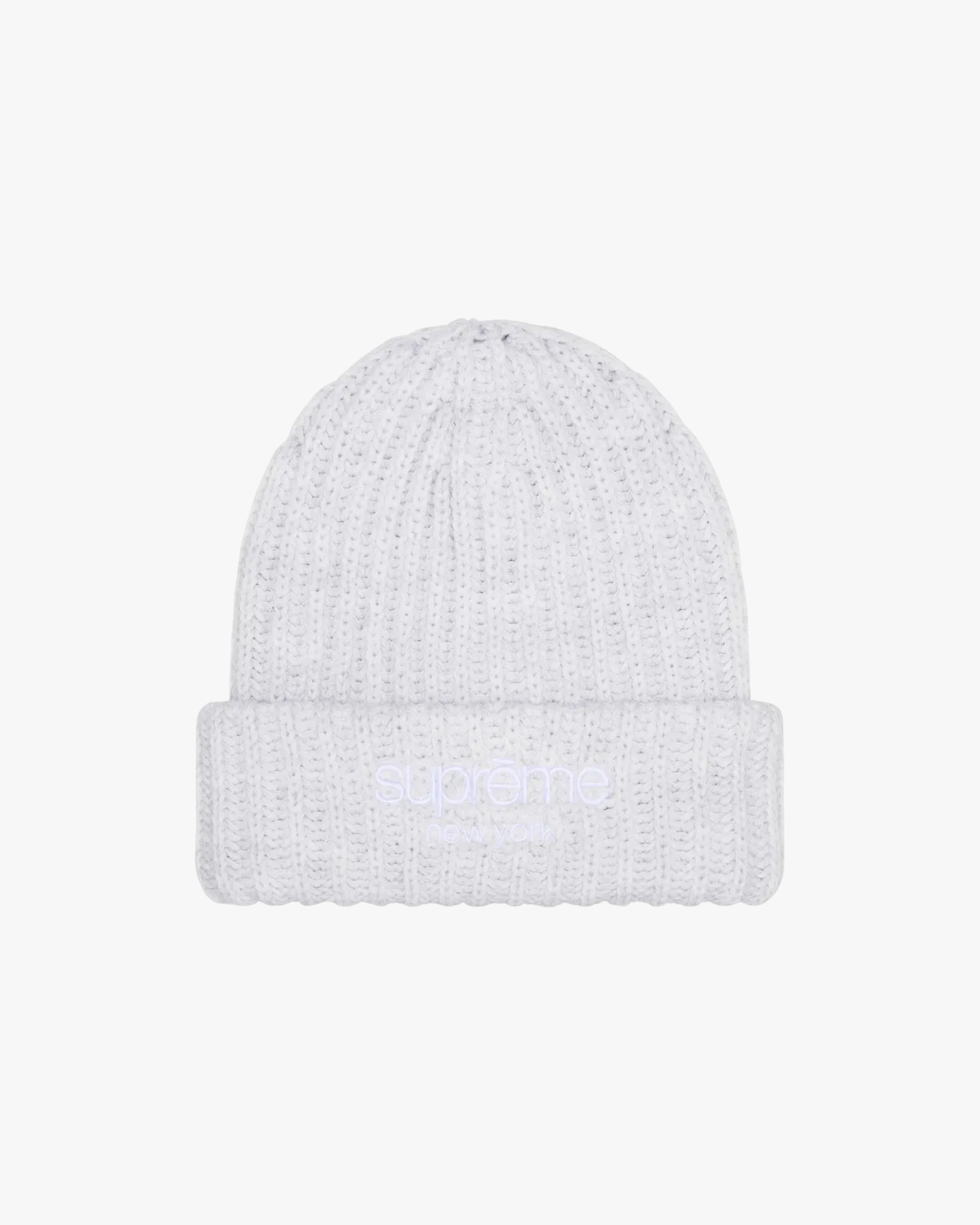 Supreme Chunky Rib Classic Logo Beanie White