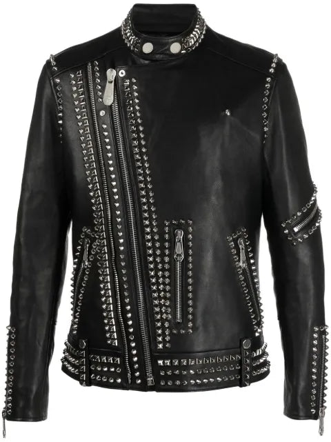 Philipp Plein leather biker studs