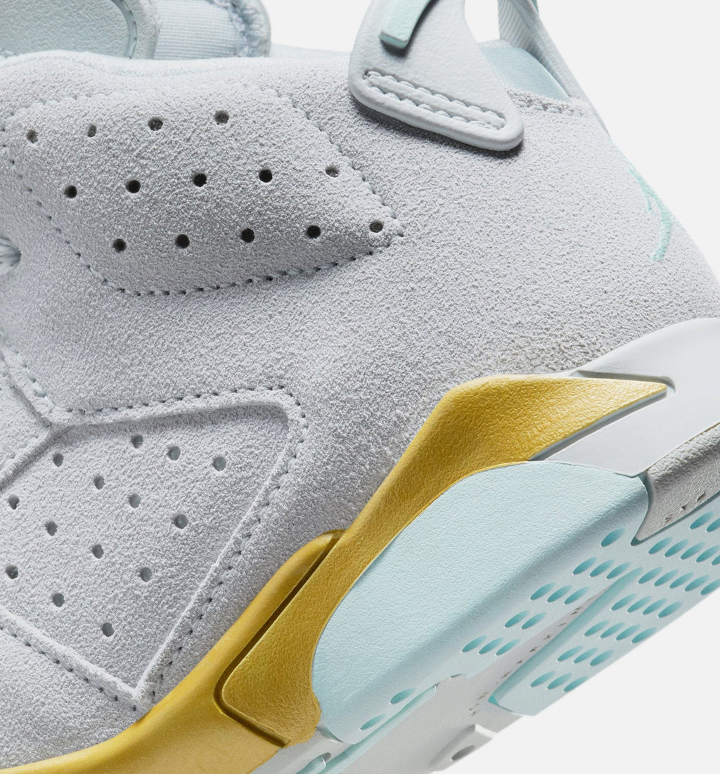 Air Jordan 6 Retro Pearl Preschool Lifestyle Shoes - Pure Platinum/Glacier Blue/Metallic Gold