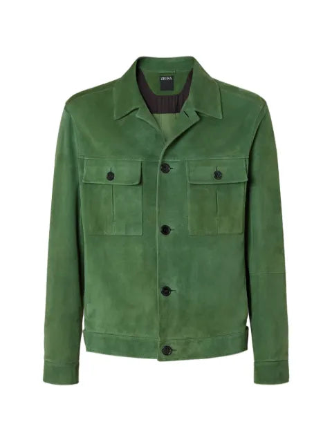 Zegna suede flap-pocket jacket