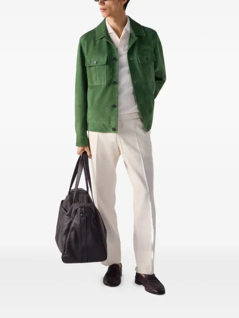 Zegna suede flap-pocket jacket