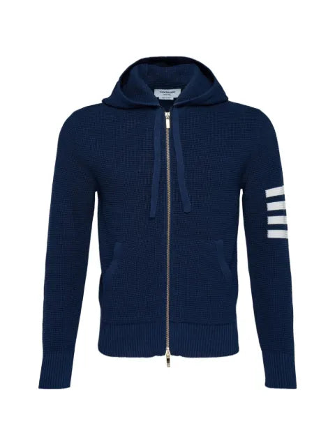 Thom Browne 4-Bar textured-stitch zip-up hoodie