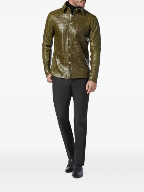 Billionaire nappa shirt jacket in crocodile leather