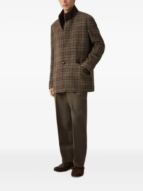 Zegna dark olive green and brown Oasi Cashmere chore jacket