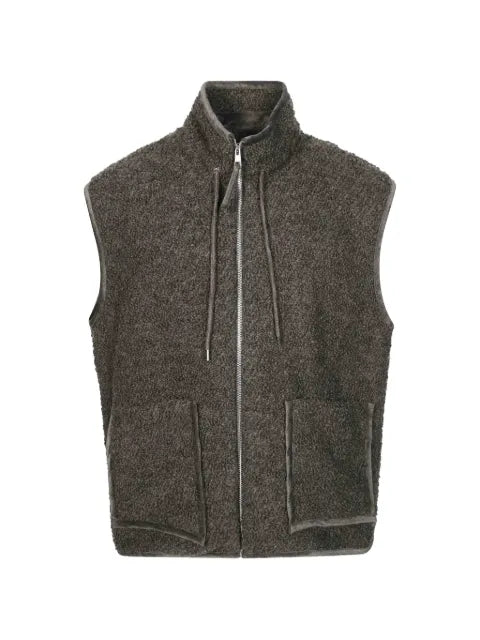 AMARÁNTO bouclé-texture zip-up gilet