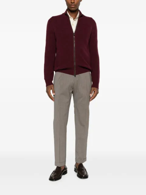 Canali zip-up ribbed-knit sweater
