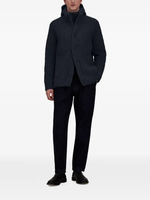 Herno cable-knit corncob-stitch cardigan