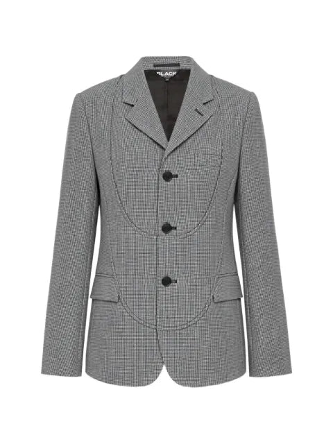 Black Comme Des Garçons houndstooth-pattern curved-seam blazer