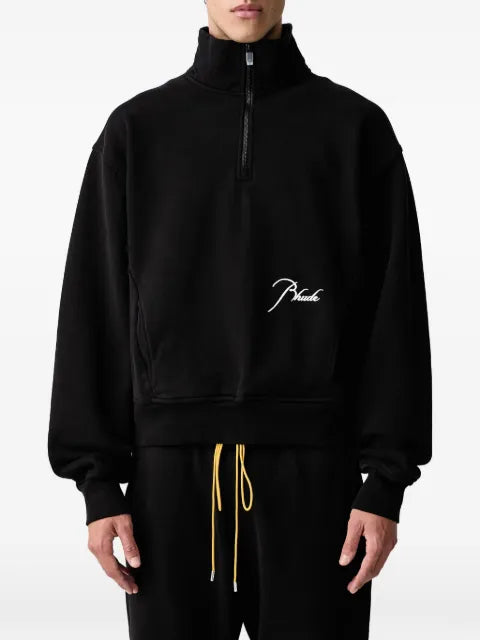 RHUDE logo-embroidered quarter-zip sweater