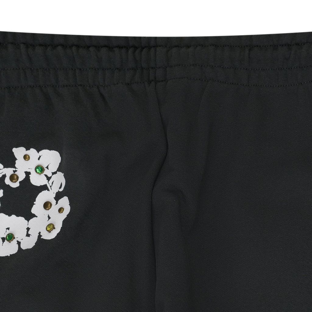 Vintage Black Rhinestone Cotton Wreath Sweatpants