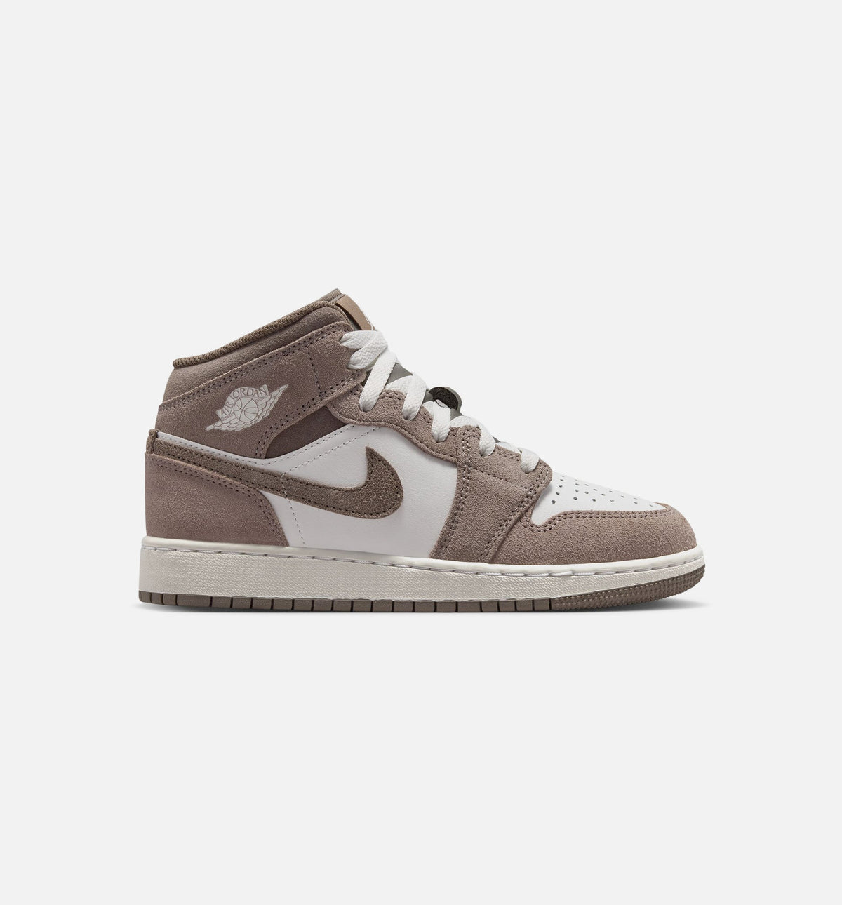Air Jordan 1 Mid Big Kids' Lifestyle Shoes - Enigma Stone/Olive Grey/Summit White