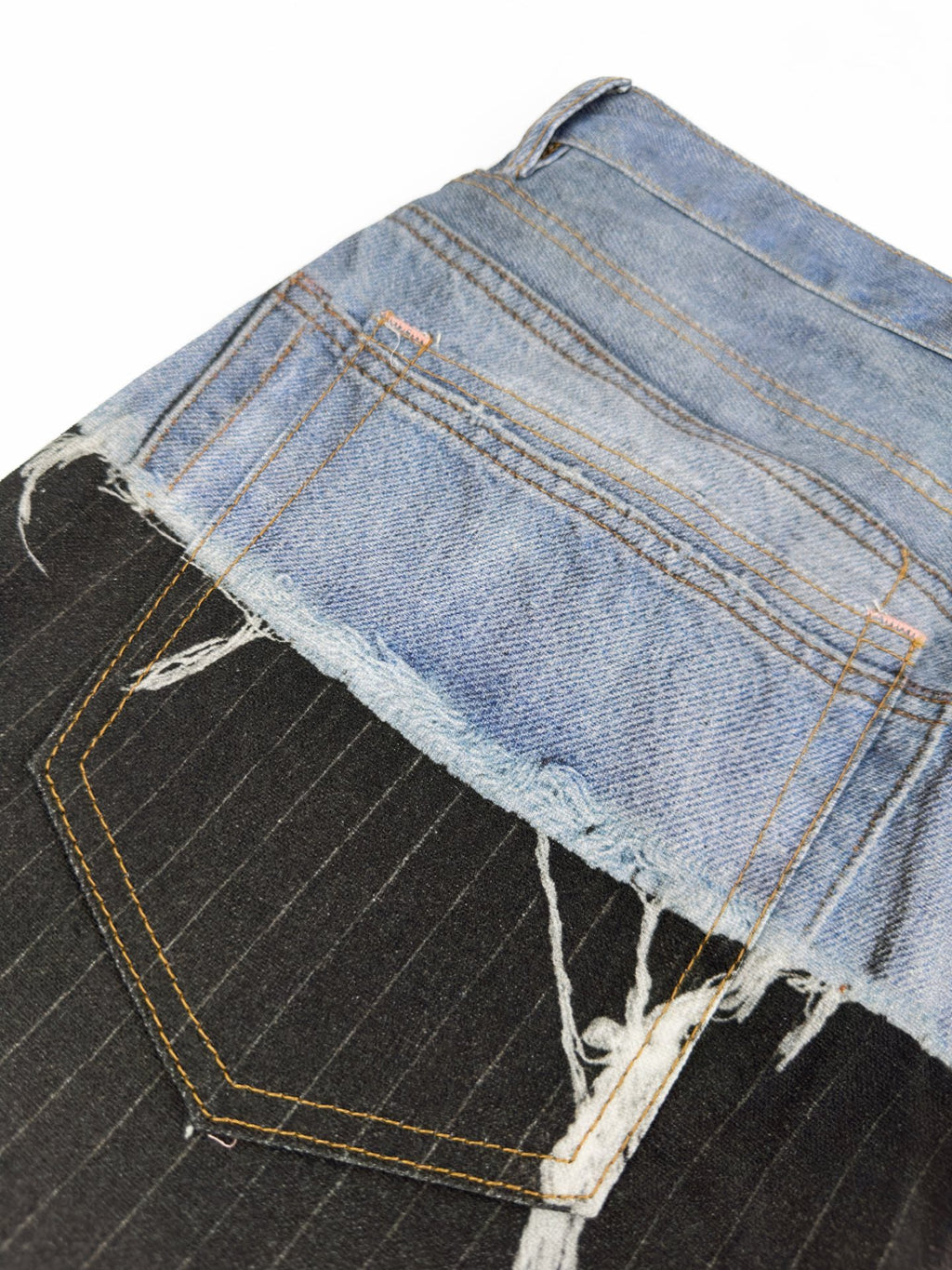 Acne Studios Patchwork Distressed Wide‑Leg Denim Trousers
