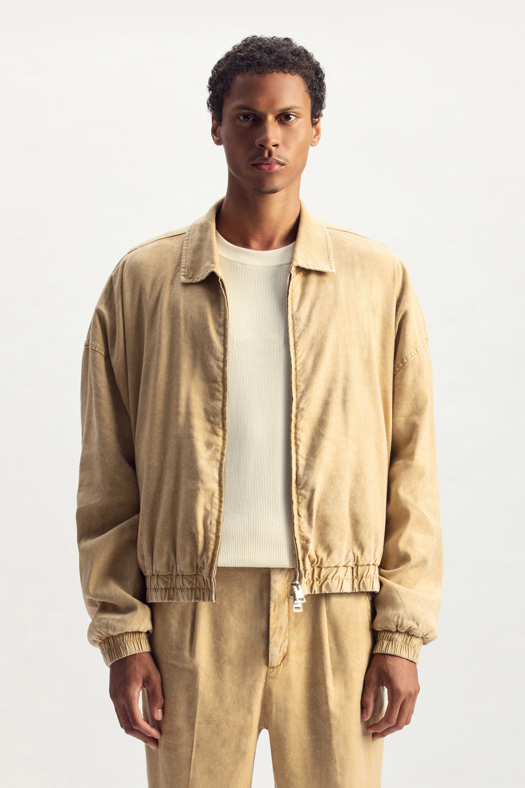 Linen Blend Blouson Jacket