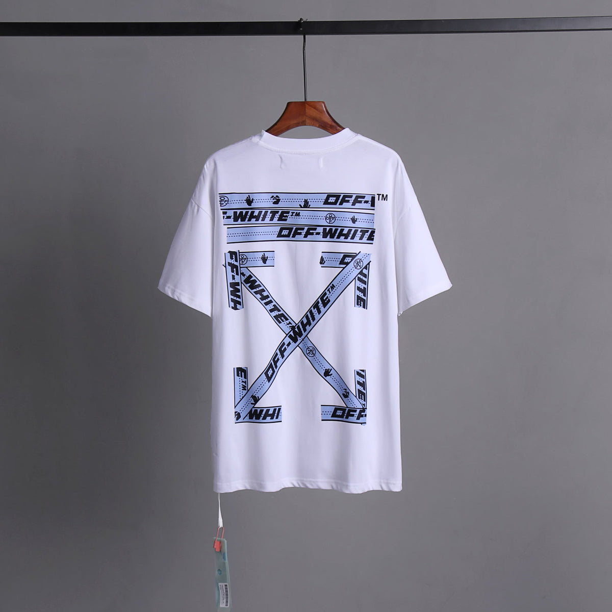 Off White Arrow Hand Letter Graphic Crew Neck Short Sleeve T Shirt