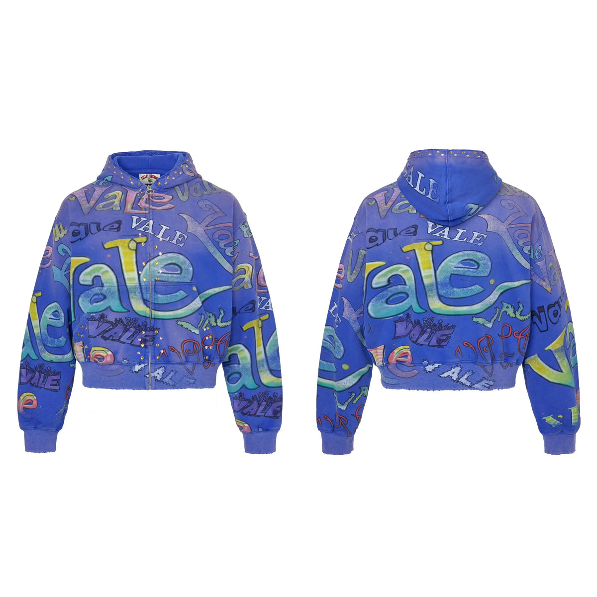 Vale Forever Vale Allover Graffiti Zip Hoodie — Blue