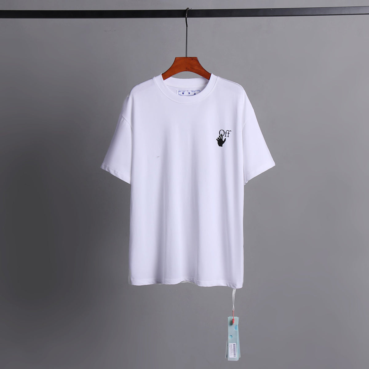 Off White Arrow Hand Letter Graphic Crew Neck Short Sleeve T Shirt