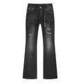 Purple Brand Washed Black Distressed Flare Jeans