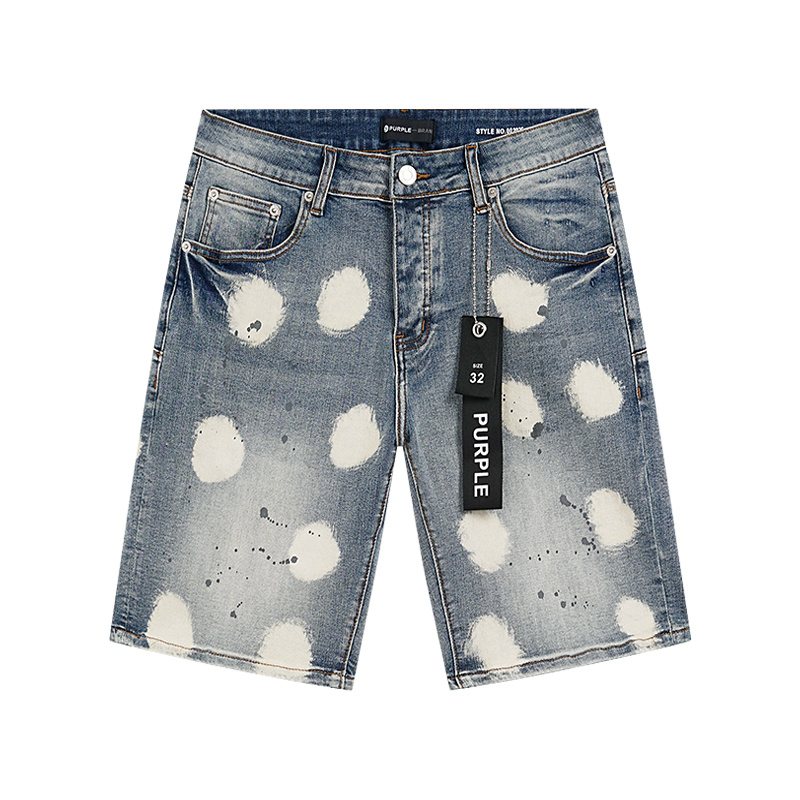 Purple Brand Bleach Splatter Denim Shorts