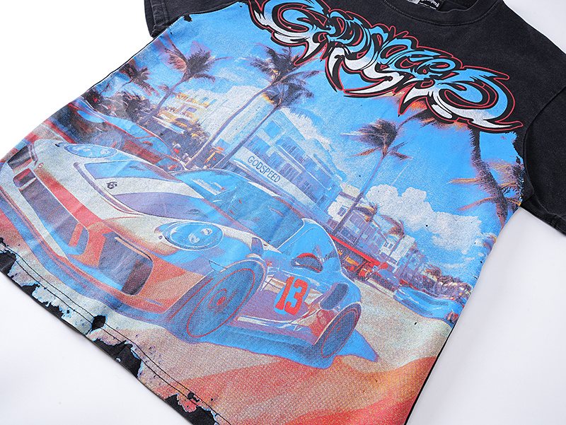 Godspeed Washed Black Car & Eye Sun Graphic T-Shirt