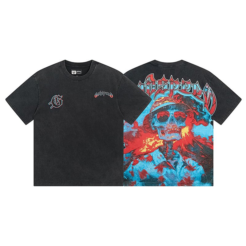 Godspeed Washed Black Skull Graphic T-Shirt