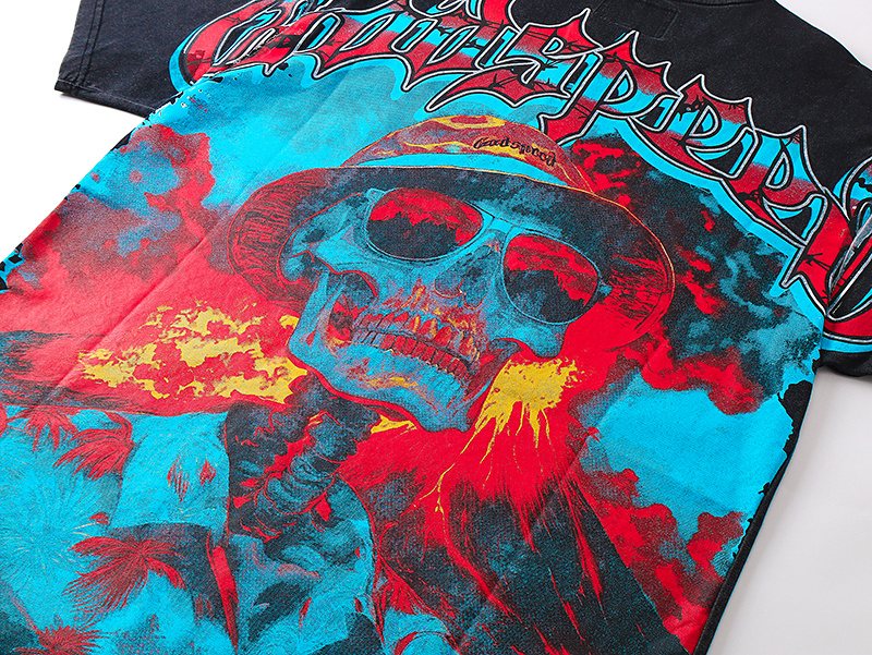 Godspeed Washed Black Skull Graphic T-Shirt