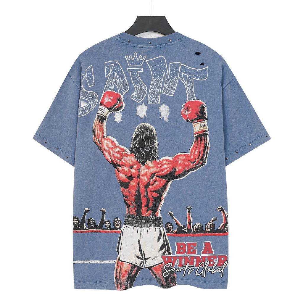 SAINT Boxing Graphic Washed T-Shirt
