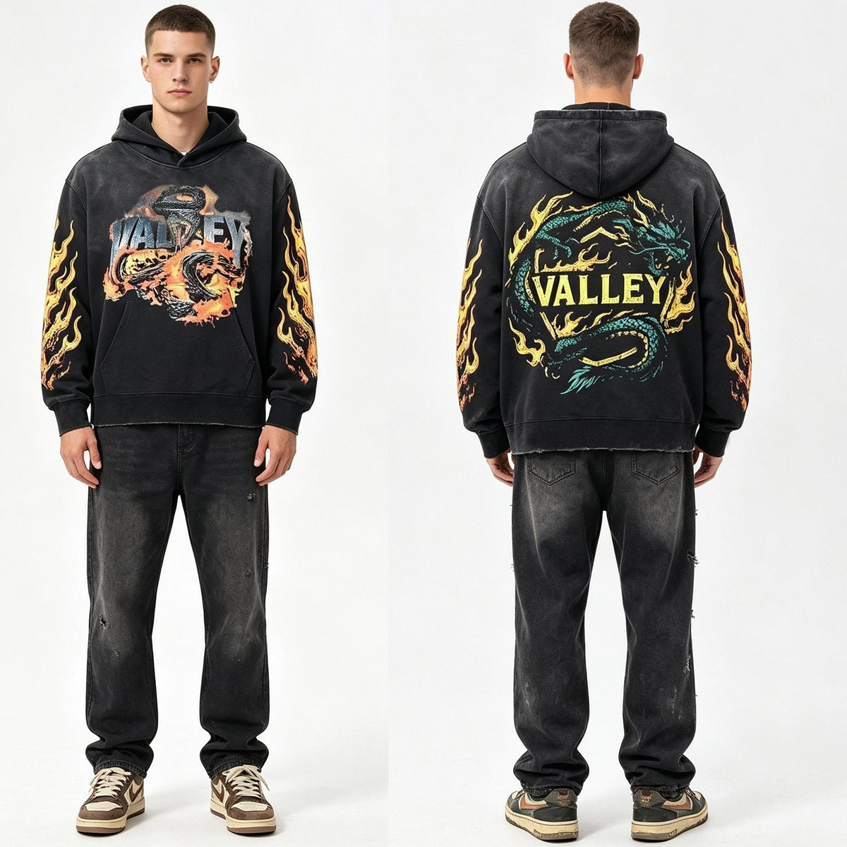 Valley Dreams Dragon Flame Graphic Hoodie