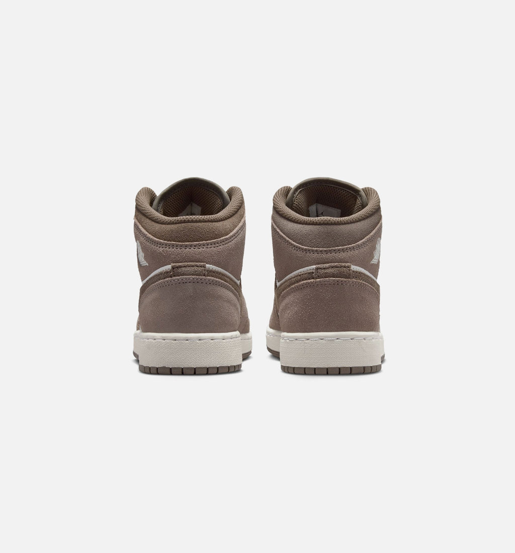 Air Jordan 1 Mid Big Kids' Lifestyle Shoes - Enigma Stone/Olive Grey/Summit White