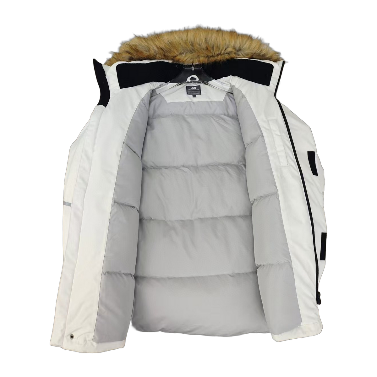 New Balance Faux Fur-Trim Hooded Utility Jacket – White