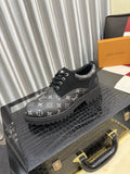 Louis Vuitton Black & Dark Gray Monogram Lace-Up Shoes