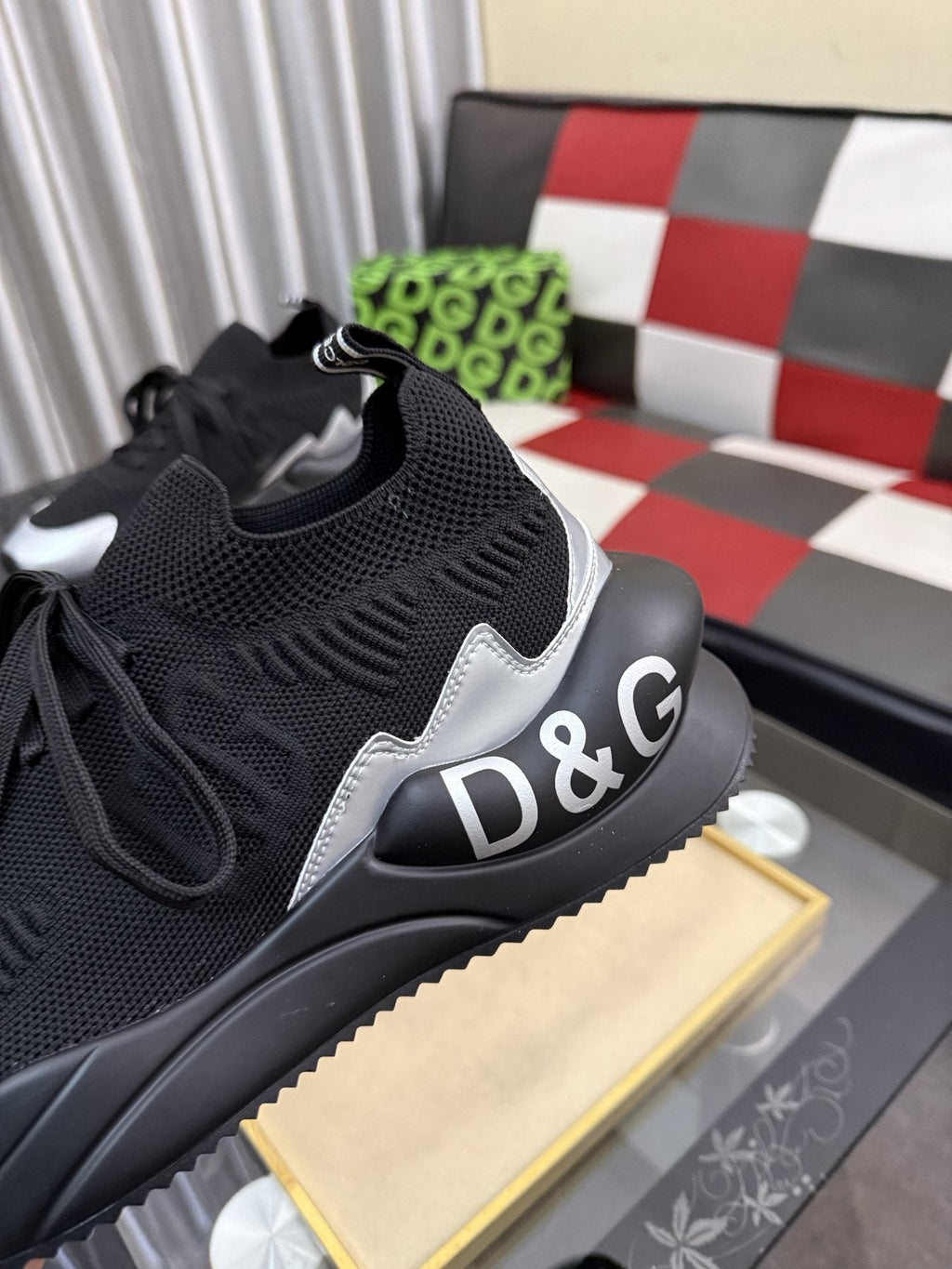 Dolce & Gabbana Black Sneakers with Silver Accents