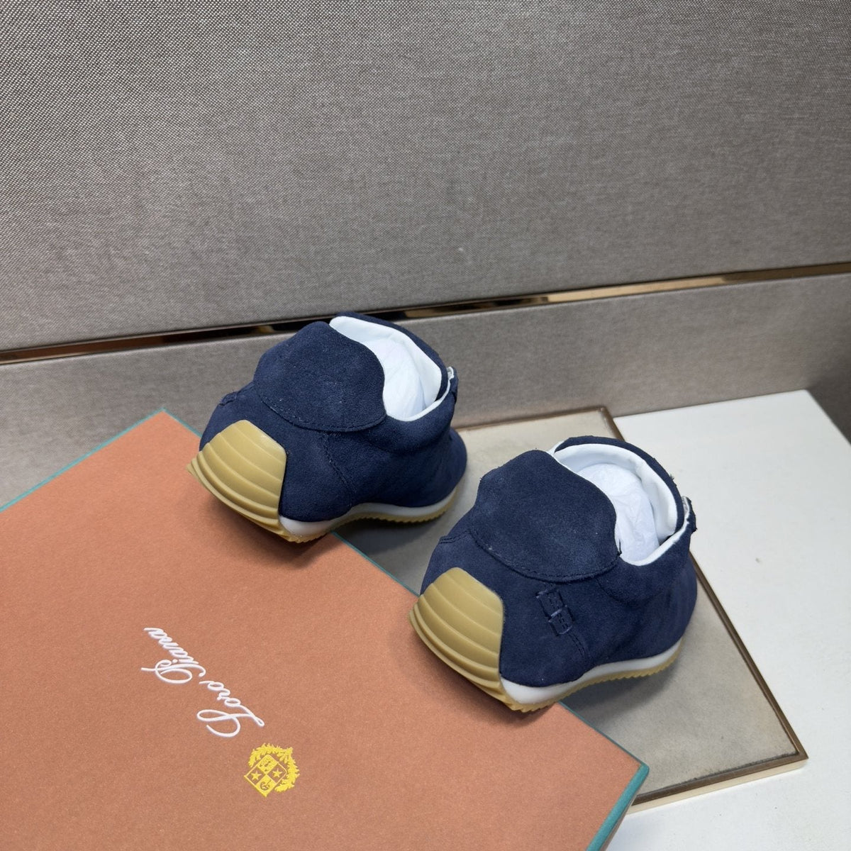 Loro Piana Navy Lace-Up Sneakers