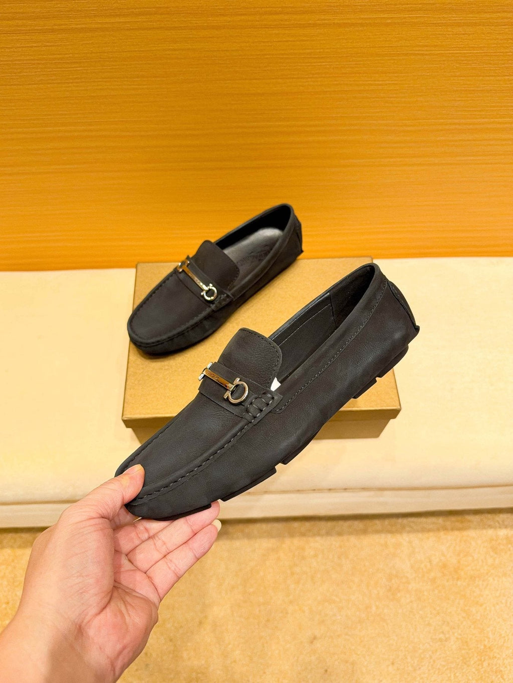 Ferragamo Men's Black Bit Loafers - Gold-Tone Hardware