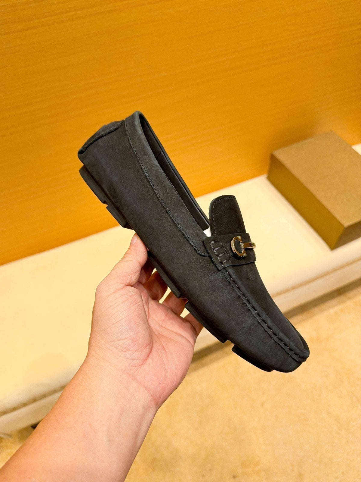 Ferragamo Men's Black Bit Loafers - Gold-Tone Hardware