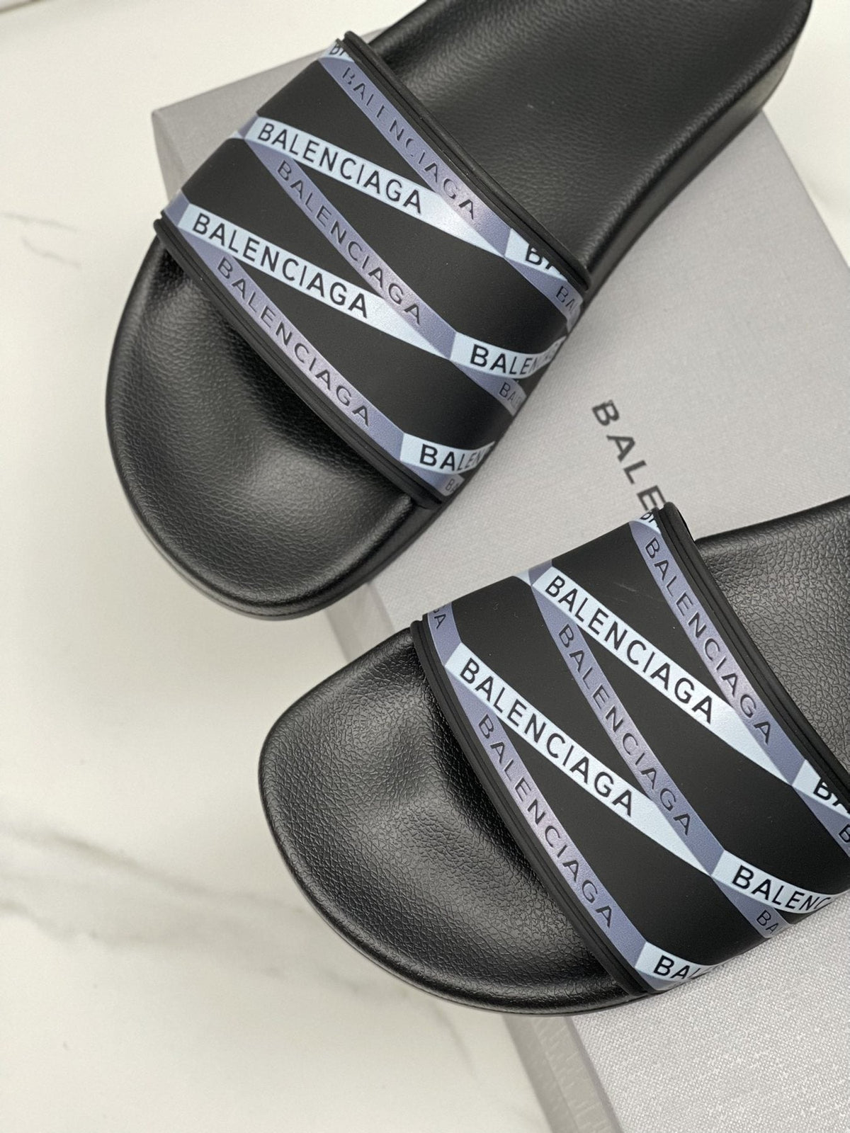 Balenciaga Logo Strap Slide Sandals