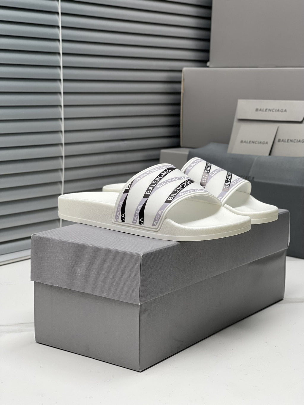 Balenciaga Logo Strap Slide Sandals