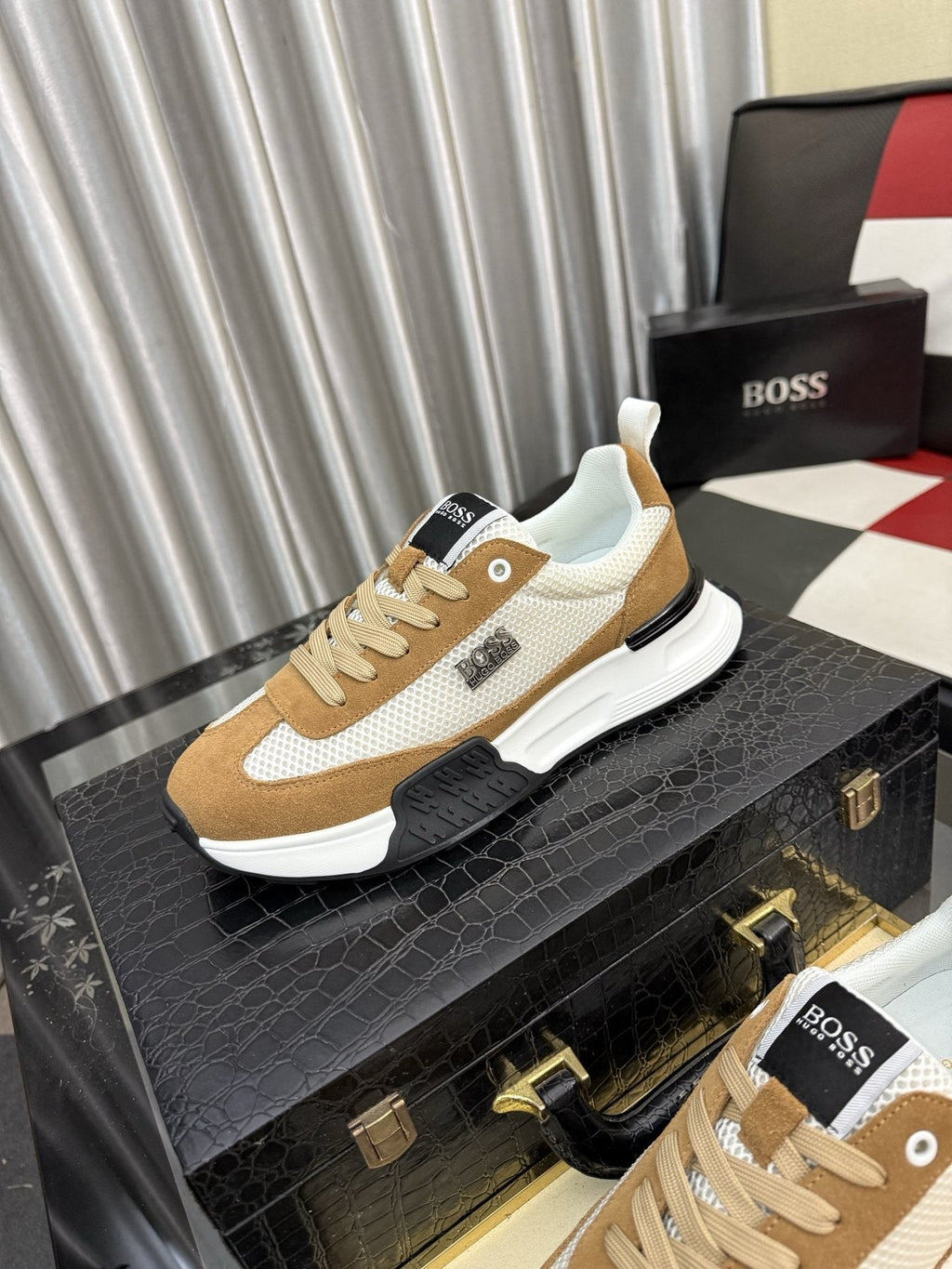 BOSS Men's Mesh Low-Top Sneakers