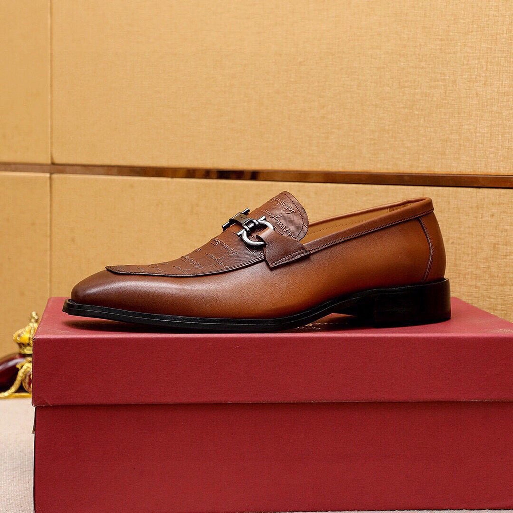 Ferragamo Textured Buckle Loafers