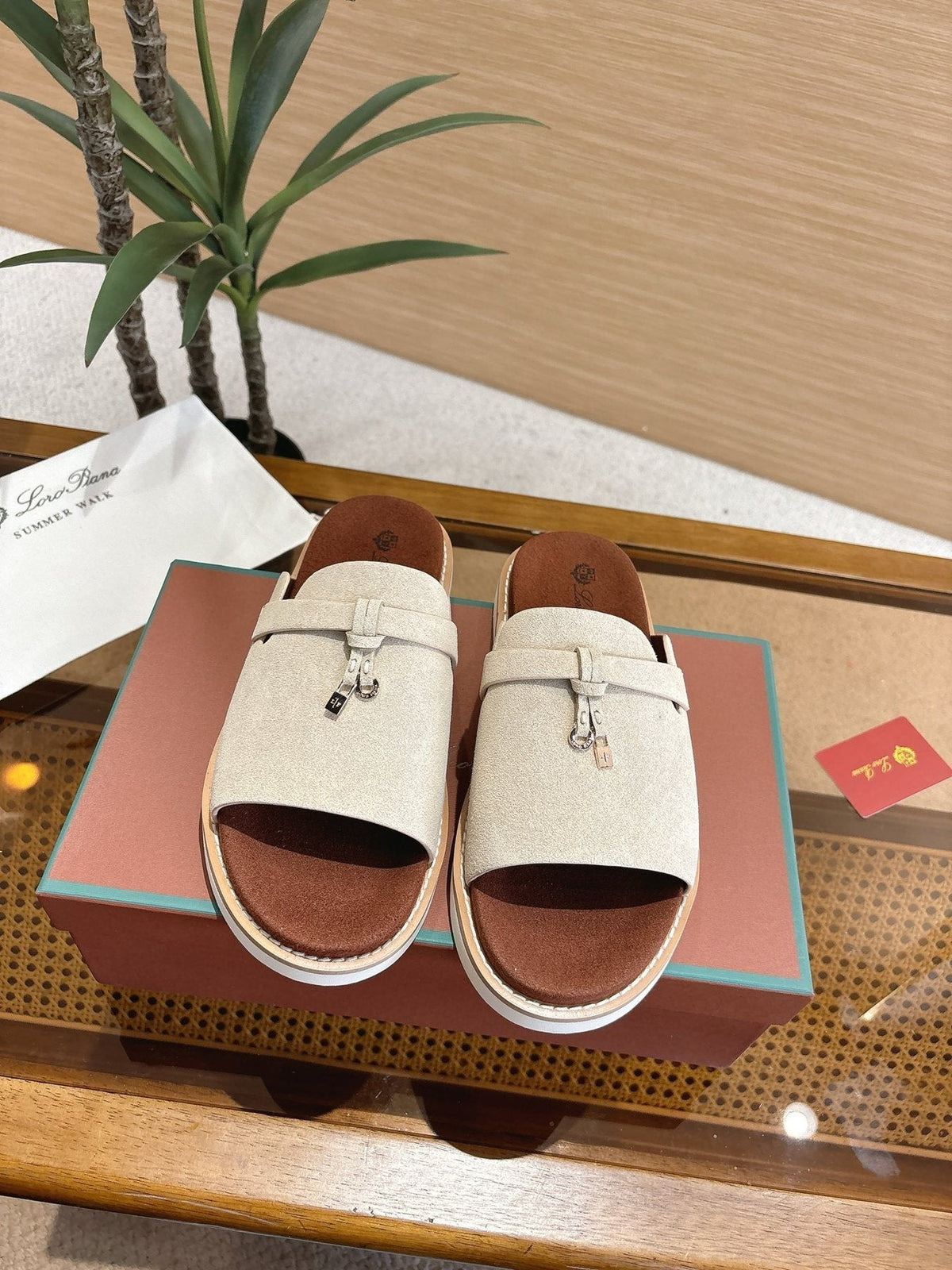 Loro Piana Men's Leather Slide Sandals - Rubber Outsole