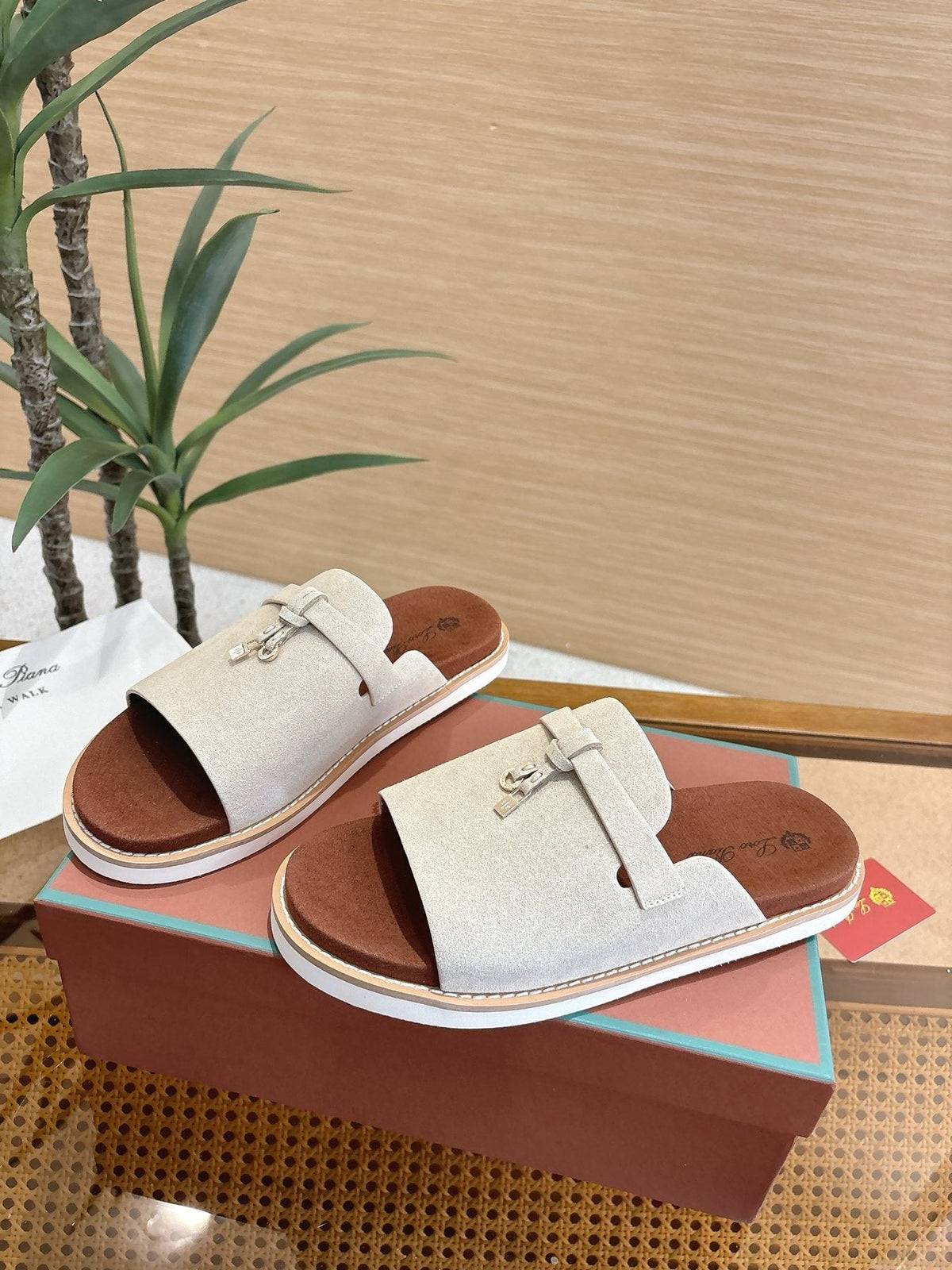 Loro Piana Men's Leather Slide Sandals - Rubber Outsole