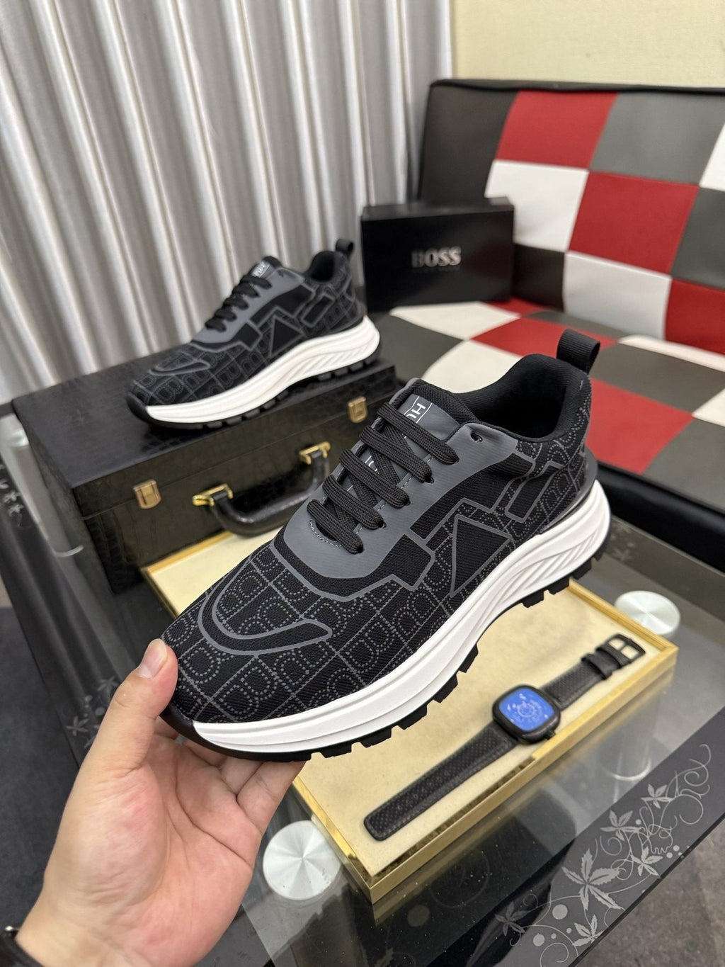 BOSS Patterned Low-Top Sneakers