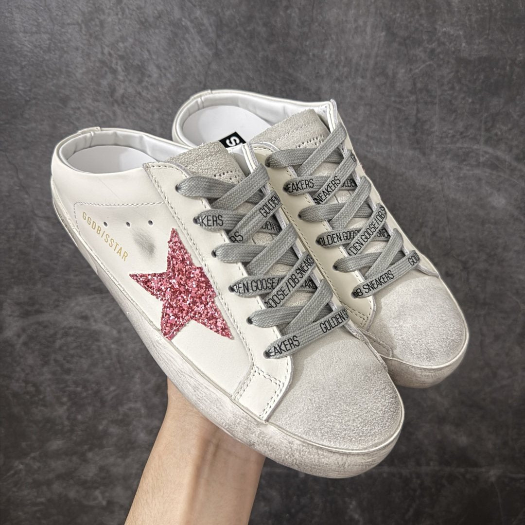 Golden Goose Pink Glitter Star Low-Top Sneakers