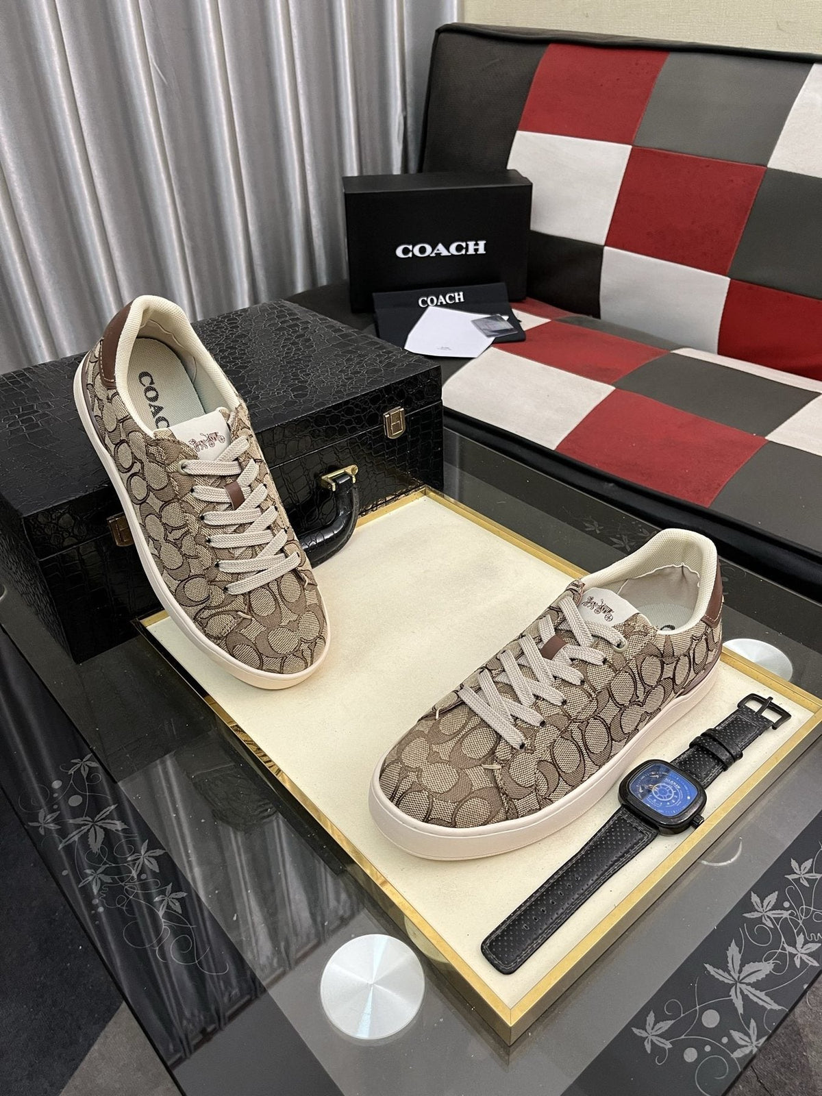 Coach Black and Charcoal Low-Top Sneakers