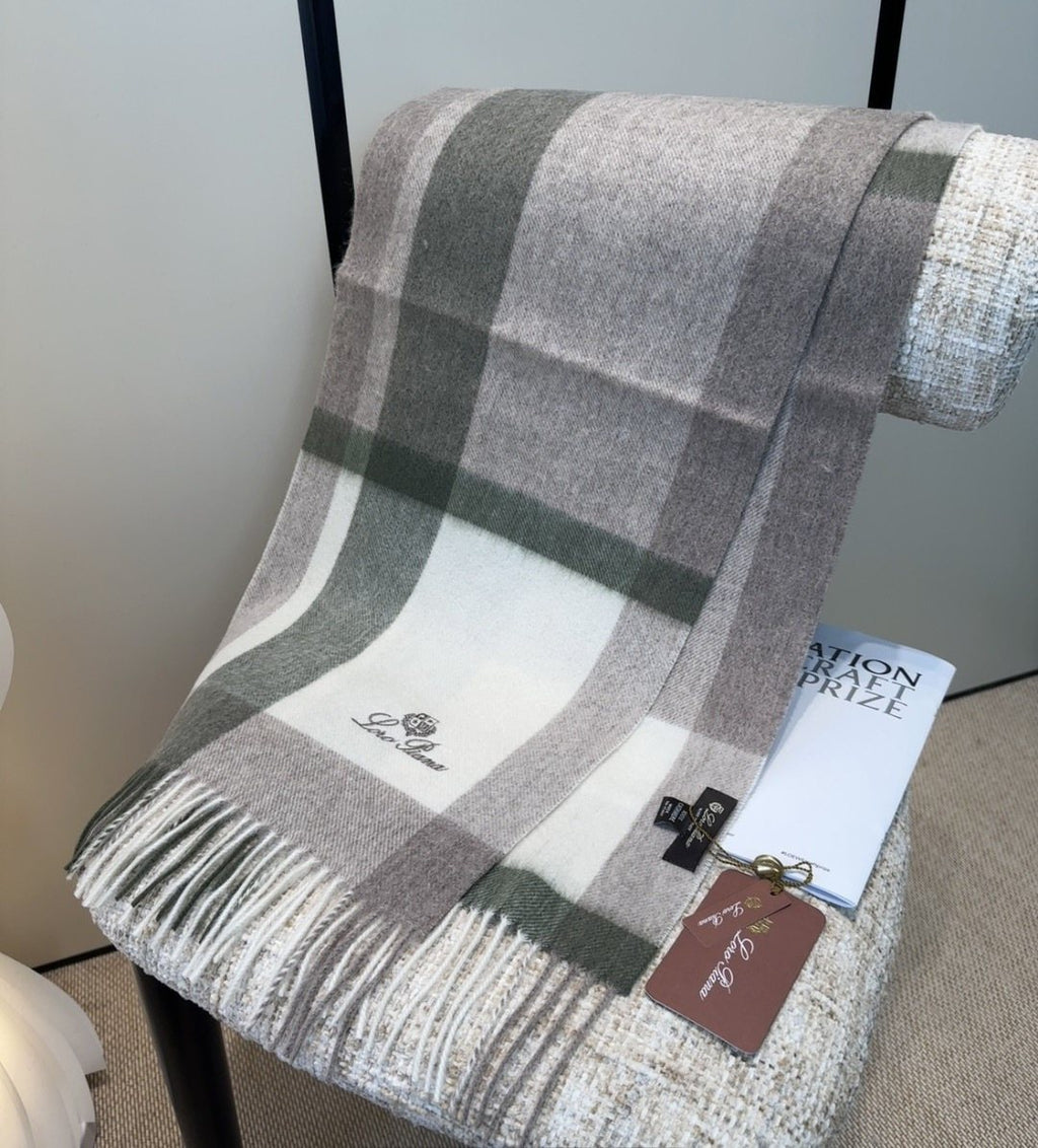 Loro Piana Fringed Plaid Scarf