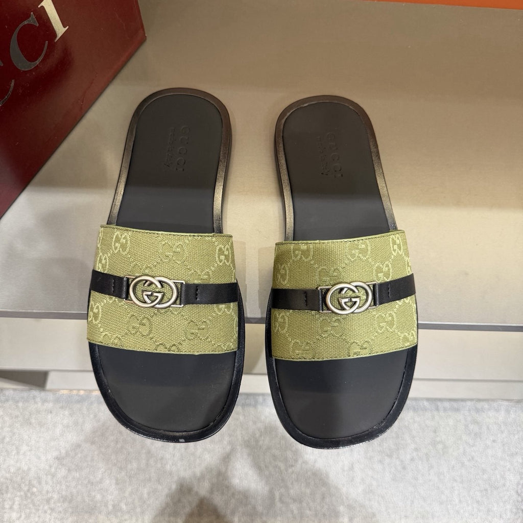 Gucci Patterned Strap Slide Sandals - Open Toe